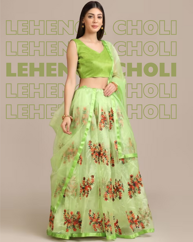 Floral Embroidered Lehenga Choli Set with Dupatta