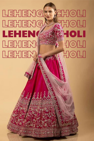 Embroidered Semi Stitched Lehenga Choli  (Pink)