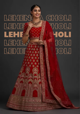 Embroidered Semi Stitched Lehenga Choli  (Red)