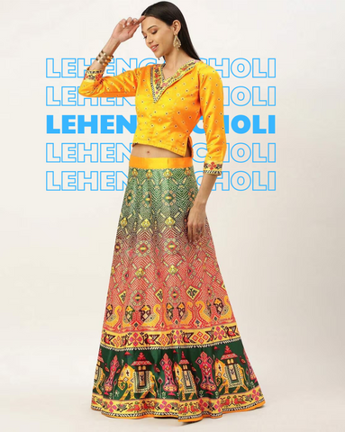 Ethnic Motifs Printed Semi-Stitched Lehenga & Unstitched