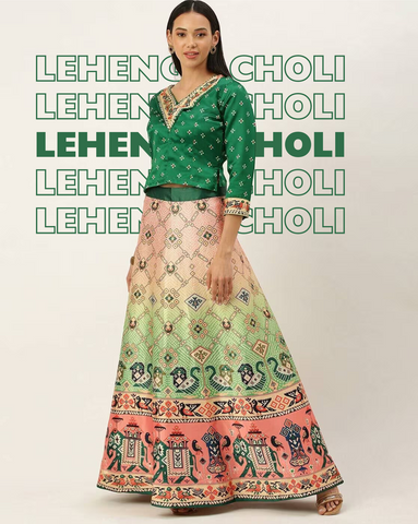 Printed Semi Stitched Lehenga & Unstitched