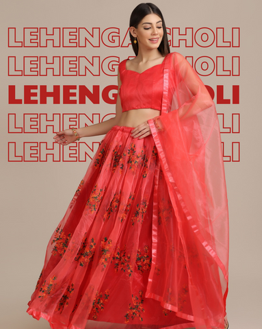 Embroidered Lehenga Choli Set with Dupatta