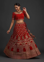 Embroidered Semi Stitched Lehenga Choli  (Red)