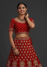 Embroidered Semi Stitched Lehenga Choli  (Red)