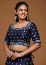 Embroidered Semi Stitched Lehenga Choli  (Blue)