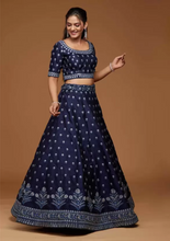 Embroidered Semi Stitched Lehenga Choli  (Blue)