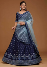 Embroidered Semi Stitched Lehenga Choli  (Blue)